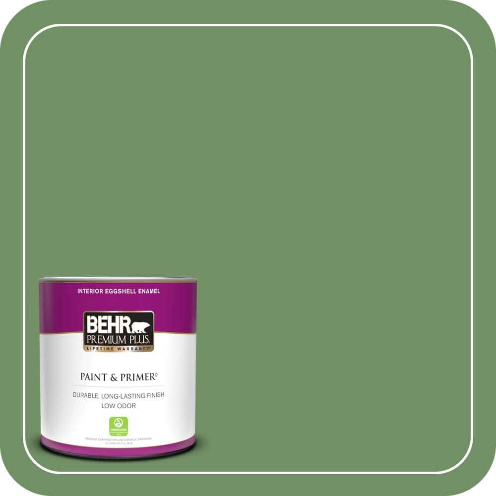 BEHR PREMIUM PLUS 1 qt. #M400-6A Mossed Opportunity Eggshell Enamel Low Odor Interior Paint & Primer
