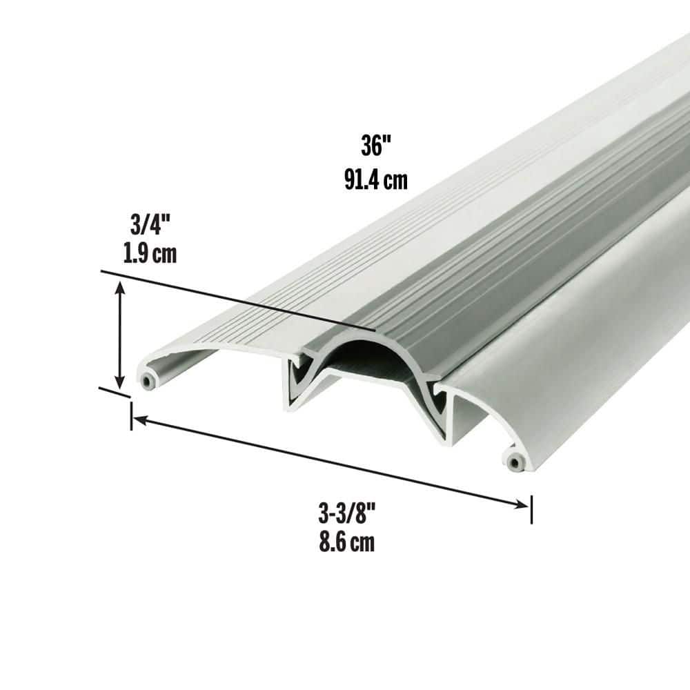 M-D Building Products 3-3/8 in. x 3/4 in. x 36 in. Silver Aluminum and Vinyl Low-Profile Threshold (3)