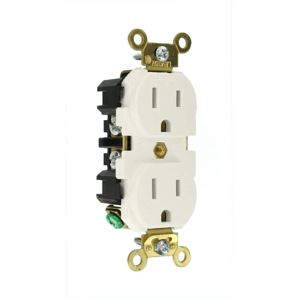 Leviton 15 Amp 125 V Industrial Grade Duplex Outlet/Receptacle, White (1-Pack) 5262-W (1)
