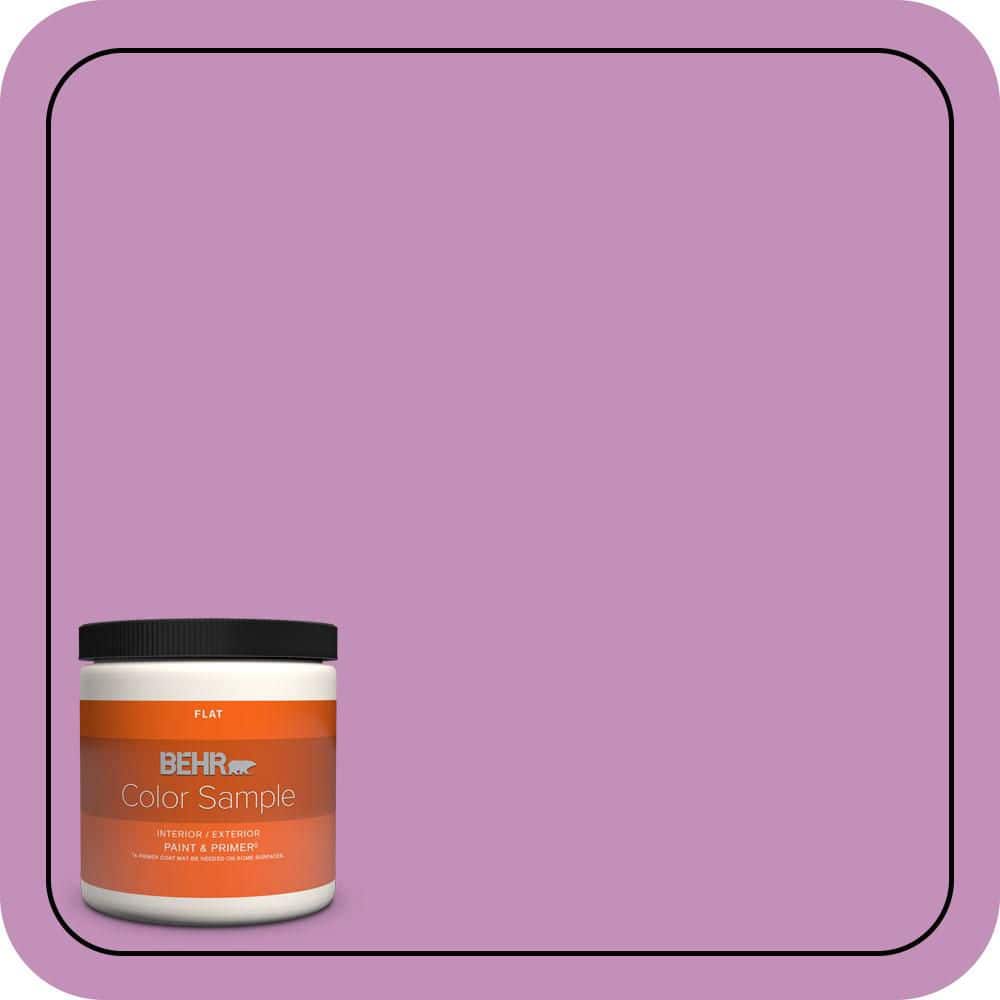 BEHR PREMIUM PLUS 8 oz. #670B-5 Pretty Petunia Flat Interior/Exterior Paint & Primer Color Sample