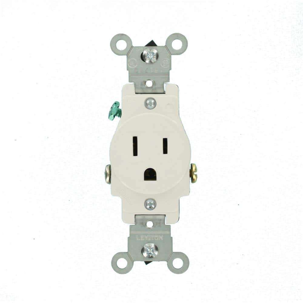 Leviton 15 Amp 125 V Single Outlet/Receptacle, White (1-Pack) 5015-W (2)