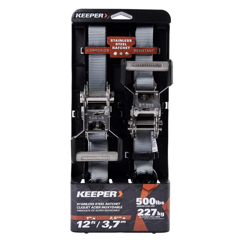 Keeper Stainless Steel Ratchet Tie-Down Strap 12 ft. x 1 in. 500 lbs. (2-Pack) (3)