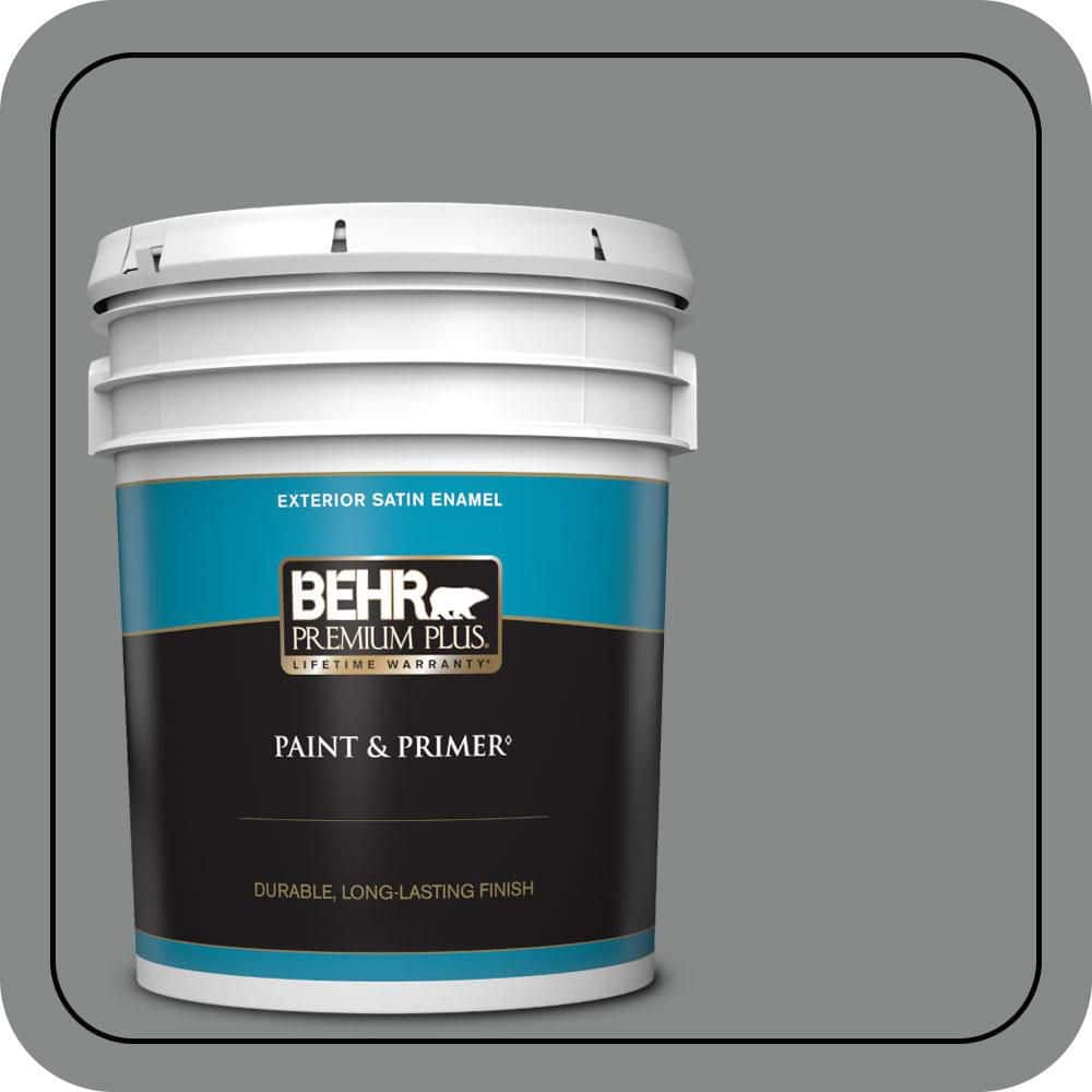 BEHR PREMIUM PLUS 5 gal. #N460-5 Slate Rock Satin Enamel Exterior Paint & Primer (1)
