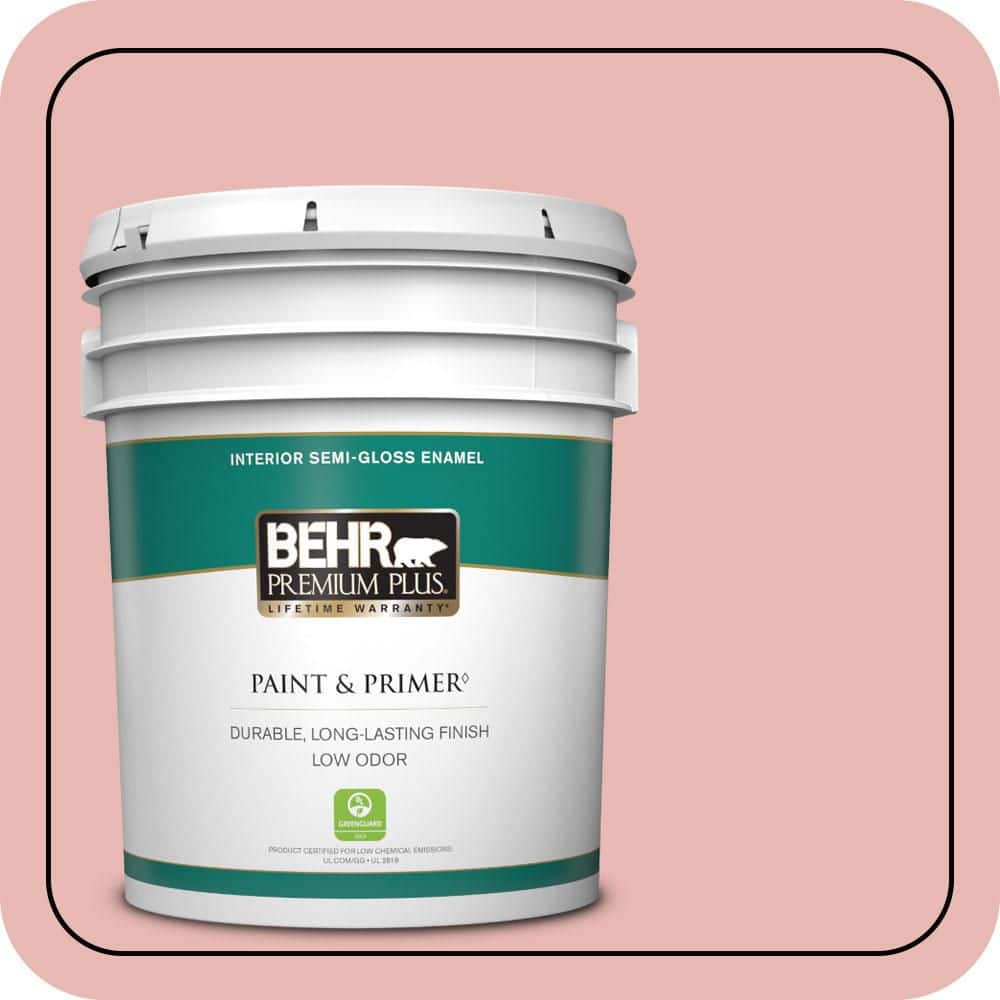 BEHR PREMIUM PLUS 5 gal. #MQ4-4 Noble Blush Semi-Gloss Enamel Low Odor Interior Paint & Primer
