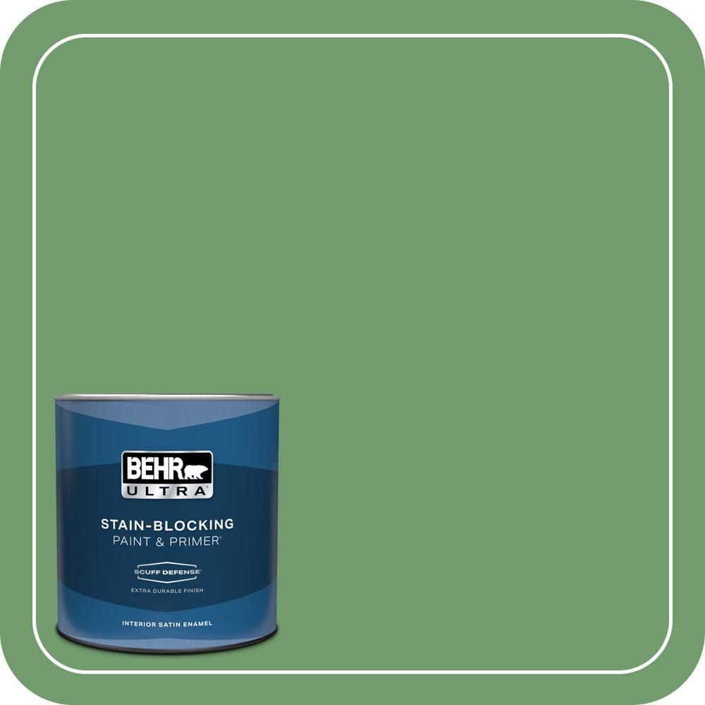 BEHR ULTRA 1 qt. #450D-6 Shire Green Extra Durable Satin Enamel Interior Paint & Primer