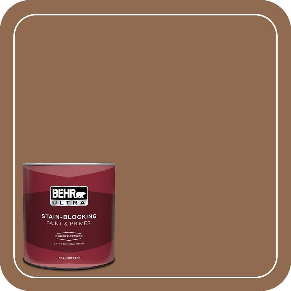 BEHR ULTRA 1 qt. #PPU4-01 Caramel Swirl Extra Durable Flat Interior Paint & Primer