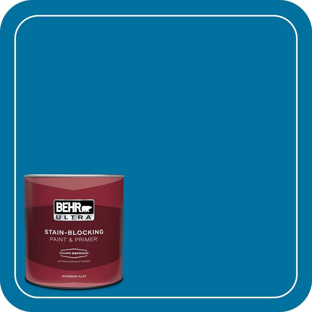 BEHR ULTRA 1 qt. #550B-7 Blue Ocean Extra Durable Flat Interior Paint & Primer (1)