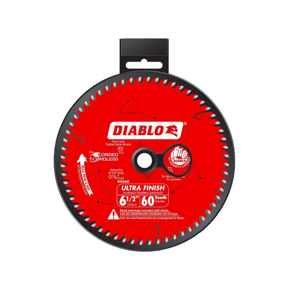 DIABLO 6-1/2in. x 60-Tooth Ultra Finish Circular Saw Blade for Wood (4)