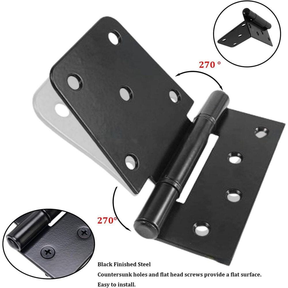 Unbranded Heavy Duty Gate Hinges 3.5 x 4.5 x 1.2 Black Iron Shed Door T Hinges for Barn Wood Fence with 144 Screws (8-Pack) (3)