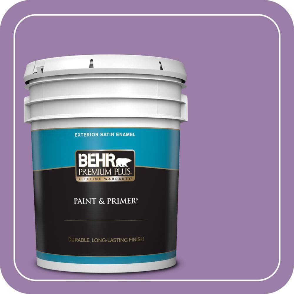 BEHR PREMIUM PLUS 5 gal. #MQ4-61 Lilac Intuition Satin Enamel Exterior Paint & Primer