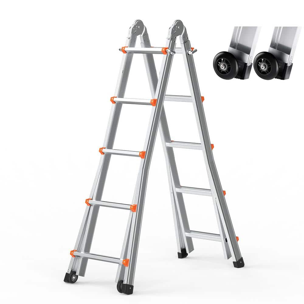 VEVOR Telescoping Ladder a Frame, 16.7 ft. Aluminum Extension Ladder, Portable Collapsible RV Ladder Reach Multi-Position