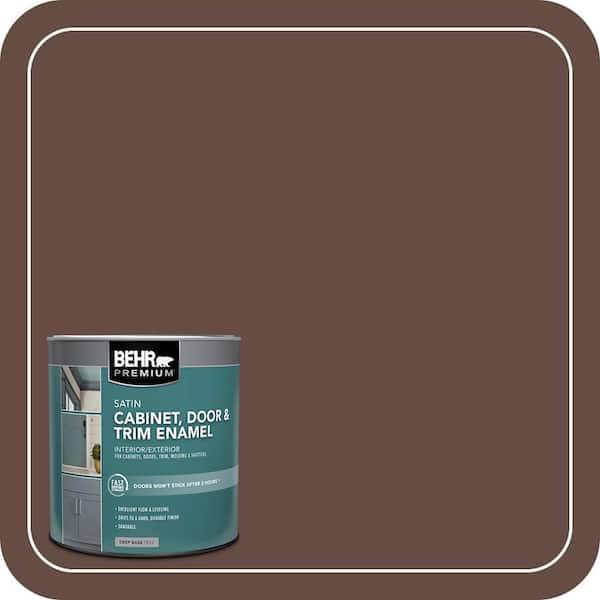 BEHR PREMIUM 1 qt. #S-G-760 Chocolate Coco Satin Enamel Interior/Exterior Cabinet, Door & Trim Paint (2)