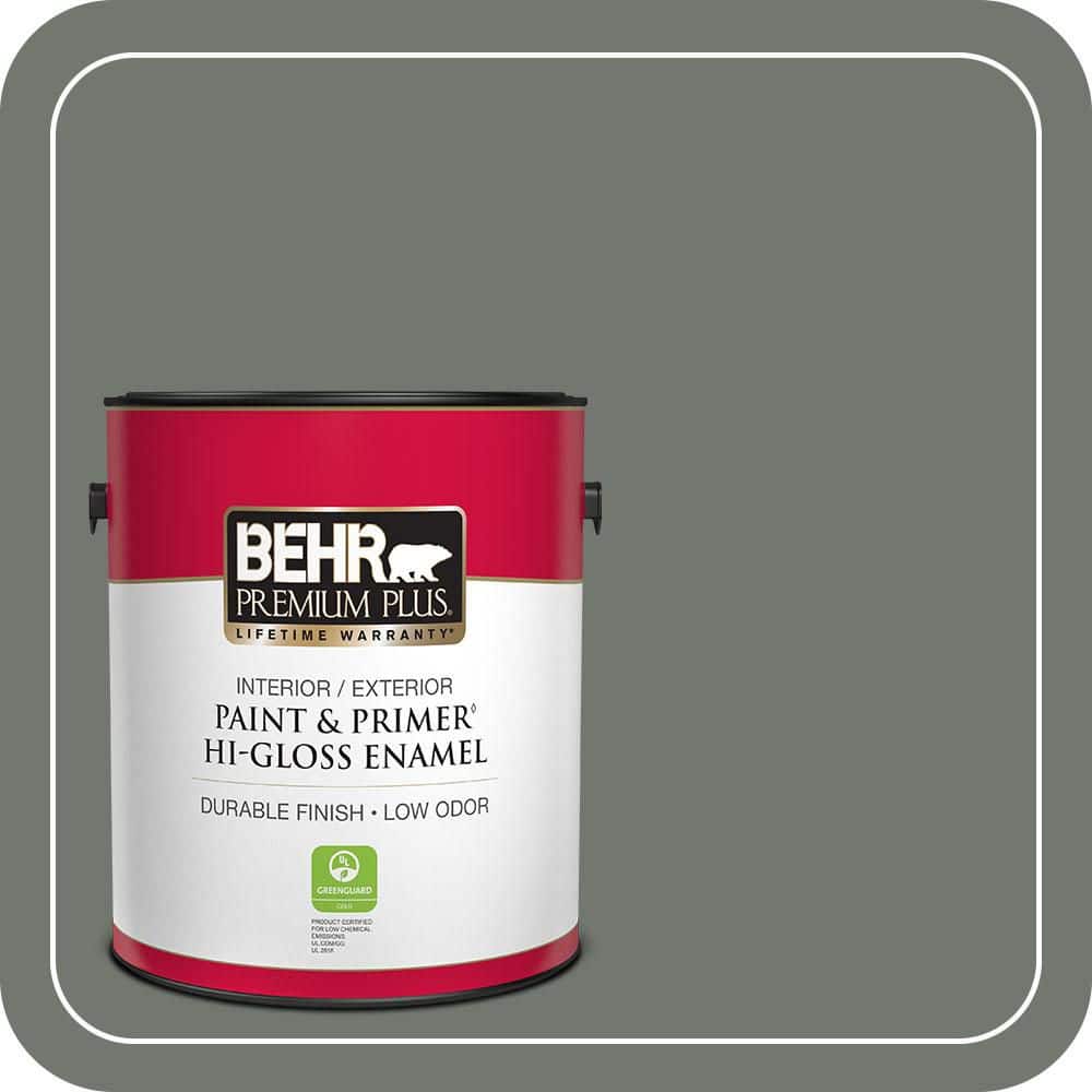 BEHR PREMIUM PLUS 1 gal. #T17-13 In the Woods Hi-Gloss Enamel Interior/Exterior Paint & Primer