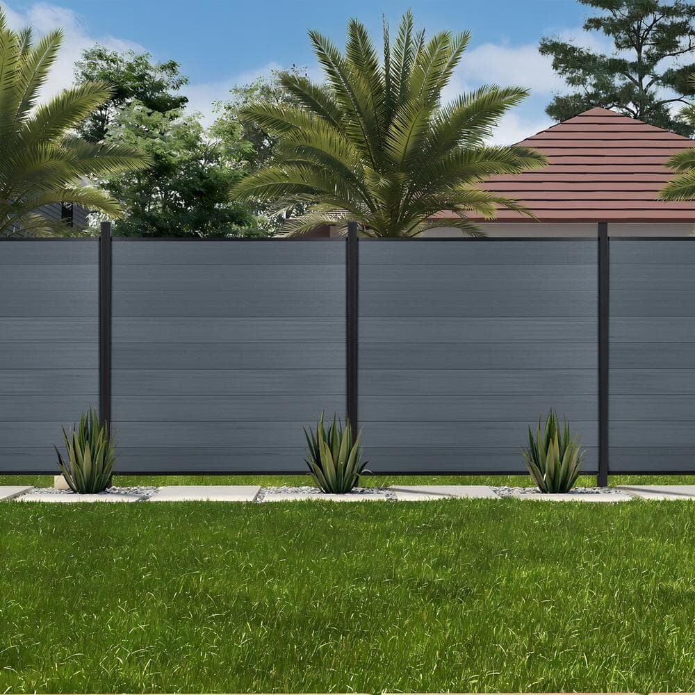 mondaria 6 ft. H x 6 ft. W Outdoor Grey Composite Fence Panel with One Aluminum Post Garden Fence