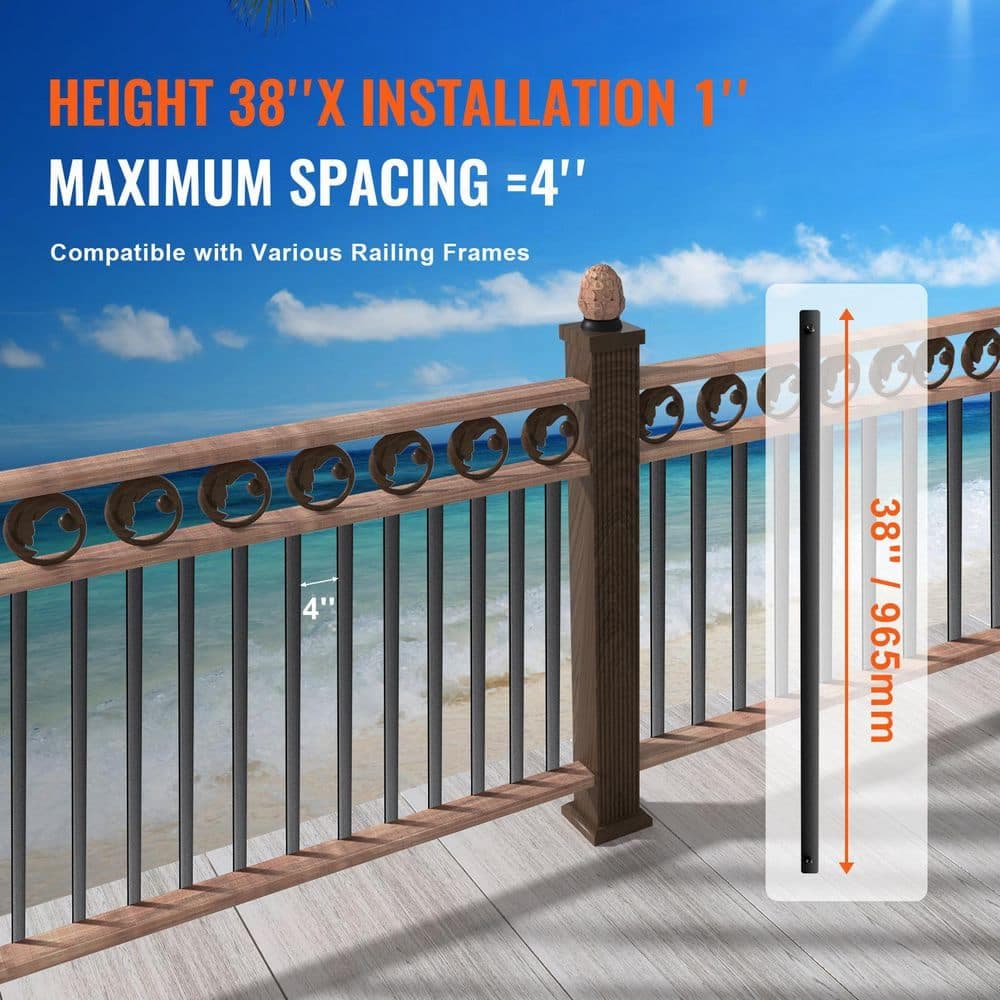 SVOPES 38 in. x 1in. Aluminum Alloy Staircase Balusters, 72-Pack Flat Decorative Banister Spindles, Hollow Deck Railing (3)