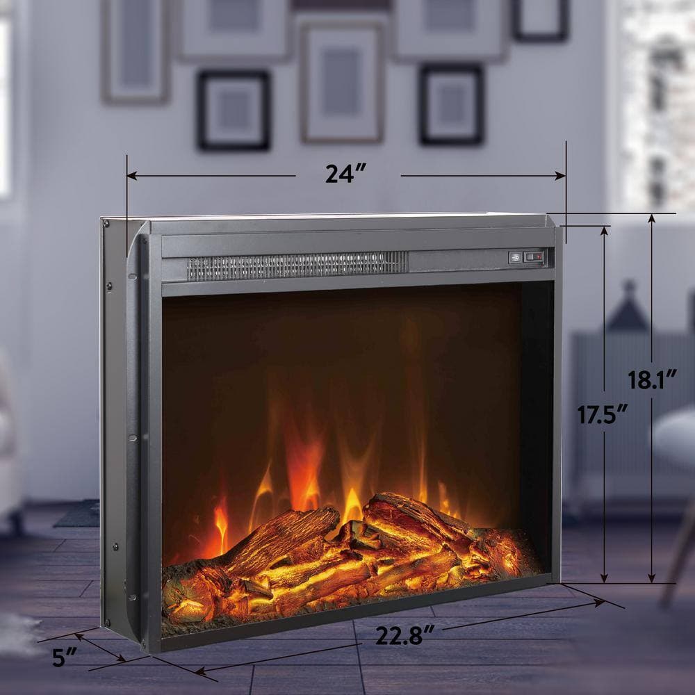 Lukyamzn 5000 BTU 23 in. Electric Fireplace Heater in Black with Log Set and Realistic Flame (2)