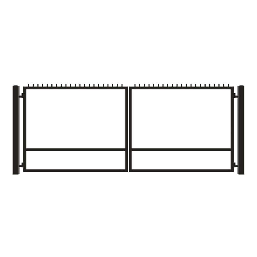 Unbranded Driveway Gate — Swing, Center, Finials, Black — 188"W x 72"H