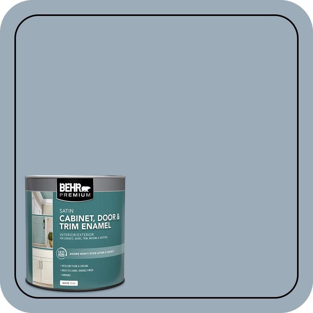 BEHR PREMIUM 1 qt. #570F-4 Blue Willow Satin Enamel Interior/Exterior Cabinet, Door & Trim Paint (1)