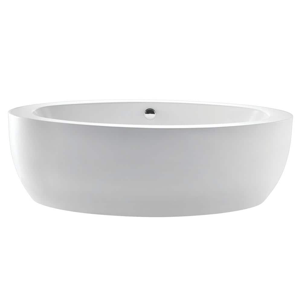 Kingston Brass Aqua Eden 72 in. x 36 in. Acrylic Freestanding Soaking Bathtub in White (1)