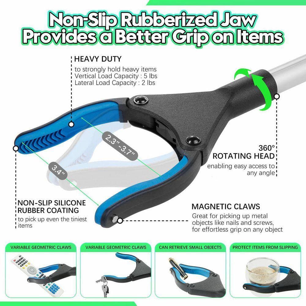 Justincity Upgraded 36 in. Grabber Reacher Tool for Seniors Flexible 360° Rotating Anti Slip Wide Jaw with Magnet (3)