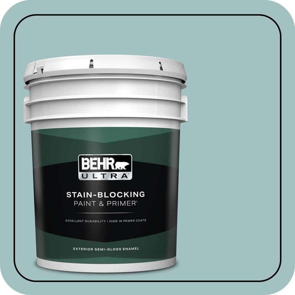 BEHR ULTRA 5 gal. #S440-3 Aspiring Blue Semi-Gloss Enamel Exterior Paint & Primer