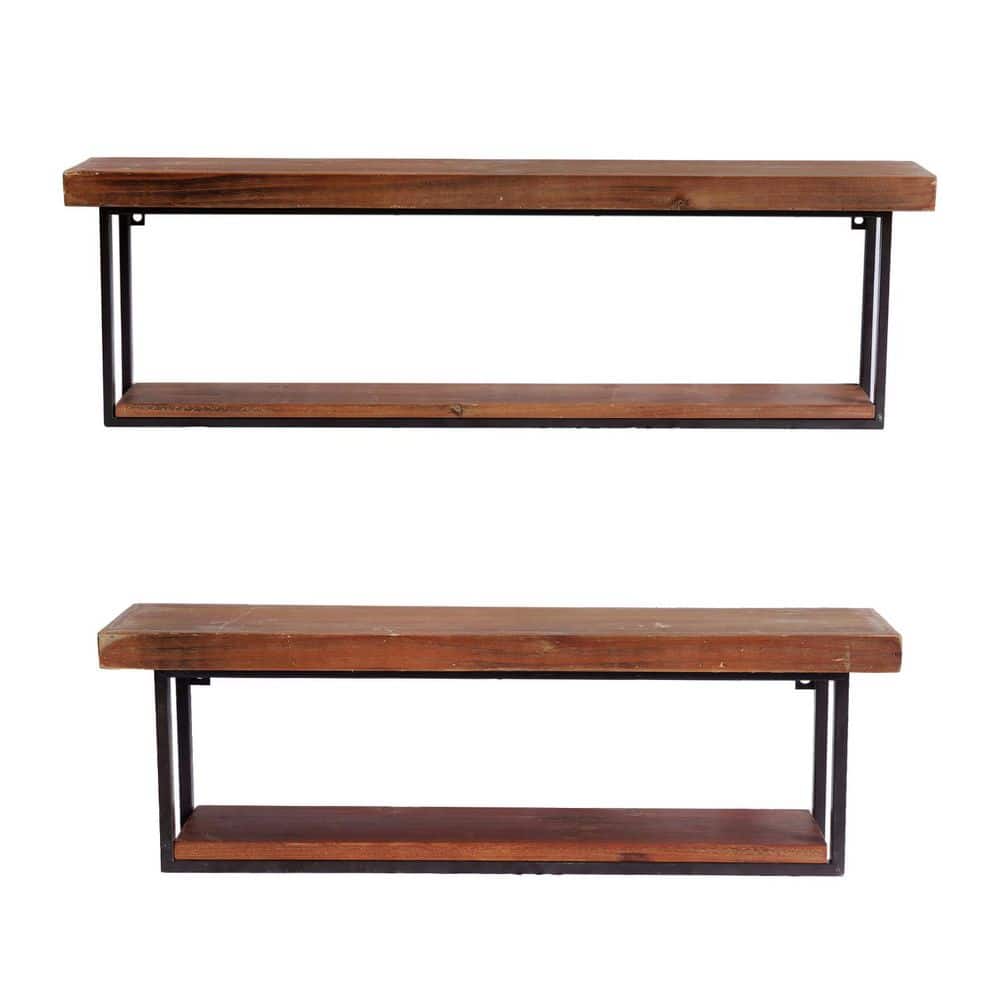 HomeRoots 36 in. W x 6 in. H x 10 in. D Wood Rectangular Shelf in Black