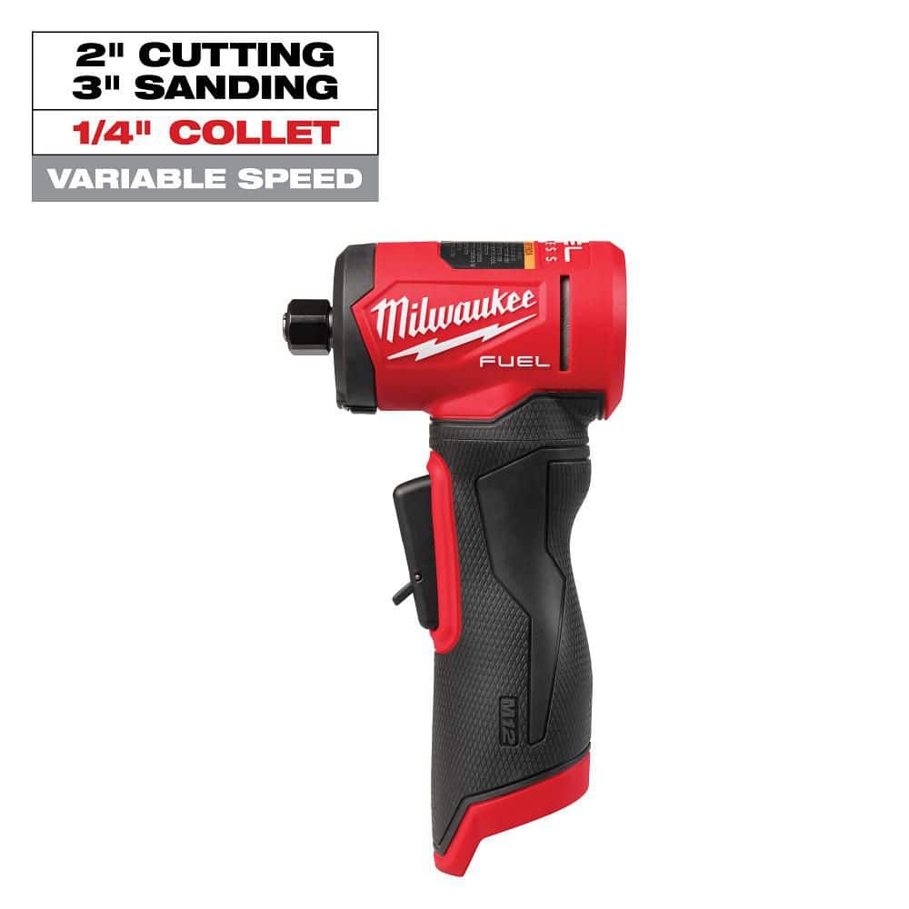 Milwaukee M12 FUEL 12V Lithium-Ion Brushless Cordless 1/4 in. Right Angle Die Grinder Kit w/ 5.0 Ah & 2.5 Ah Batteries