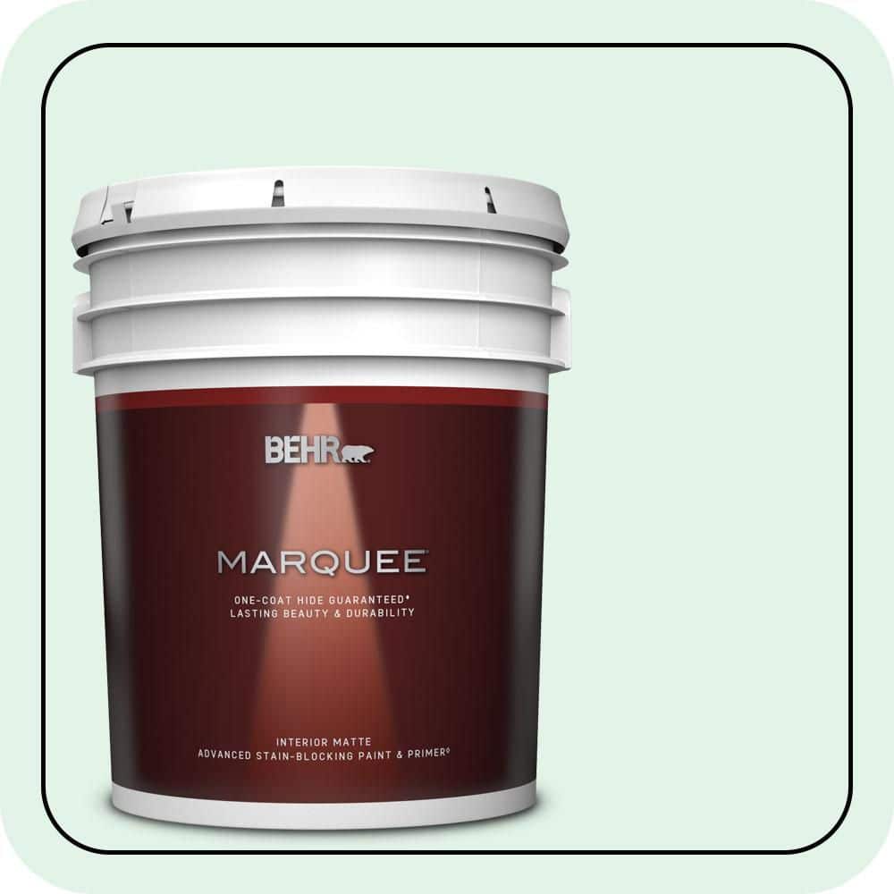 BEHR MARQUEE 5 gal. #480C-1 Light Mint Matte Interior Paint & Primer