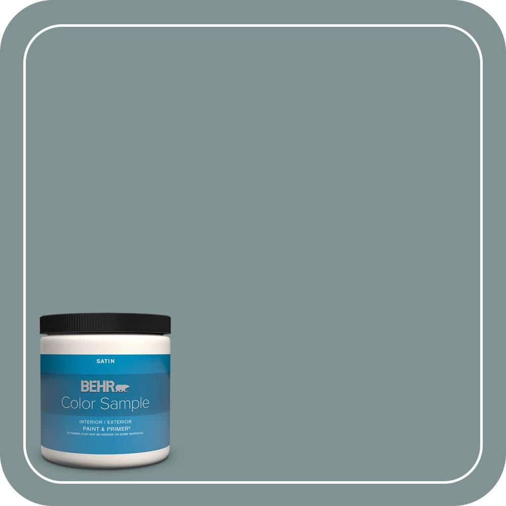BEHR PREMIUM PLUS 8 oz. #QE-53 Raindance Satin Enamel Interior/Exterior Paint & Primer Color Sample
