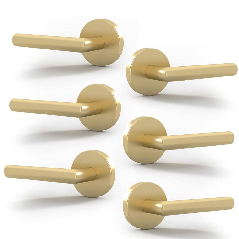 Mega Handles Ronn Dummy Door Handles - 6 Pack, Satin Brass (1)