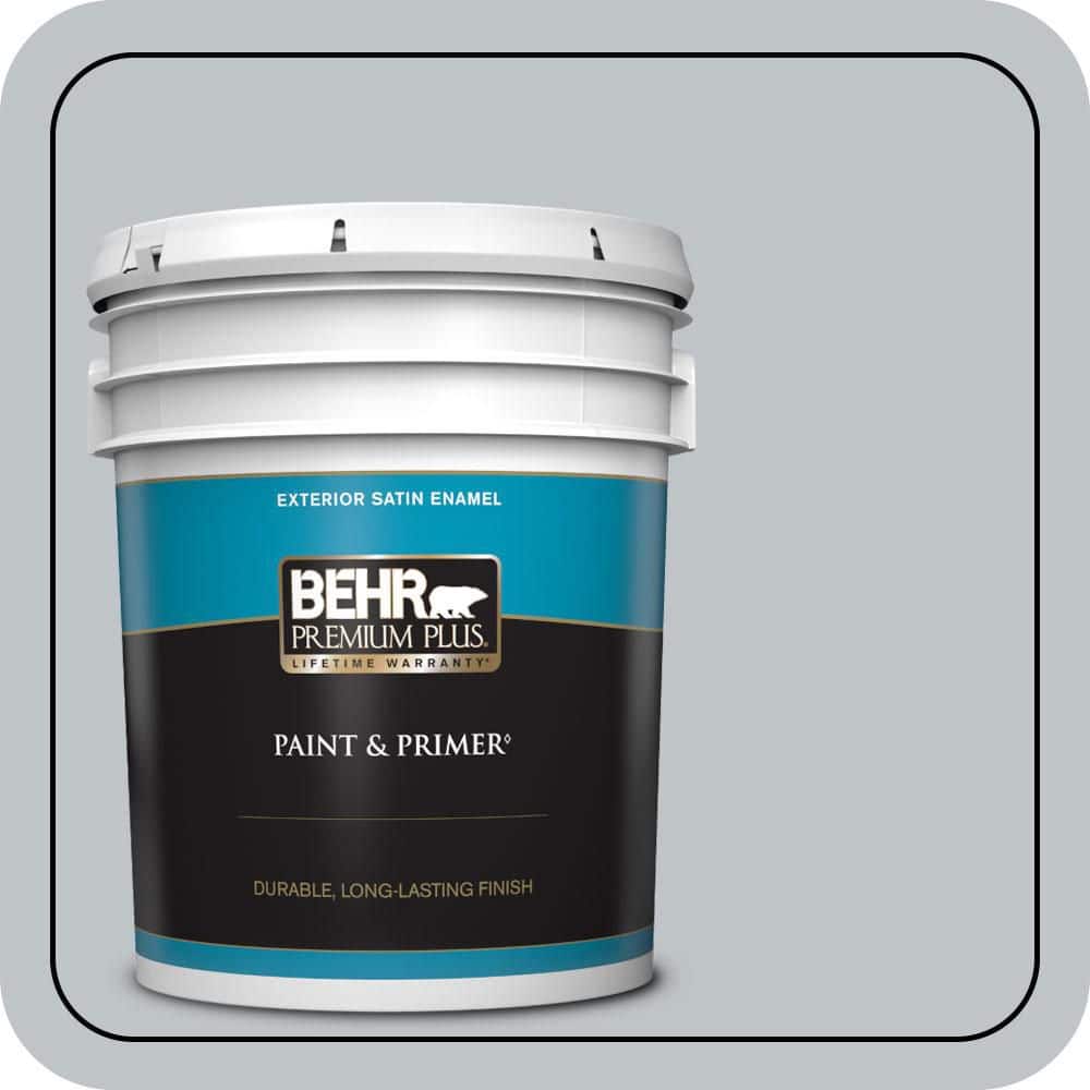 BEHR PREMIUM PLUS 5 gal. #N510-2 Galactic Tint Satin Enamel Exterior Paint & Primer