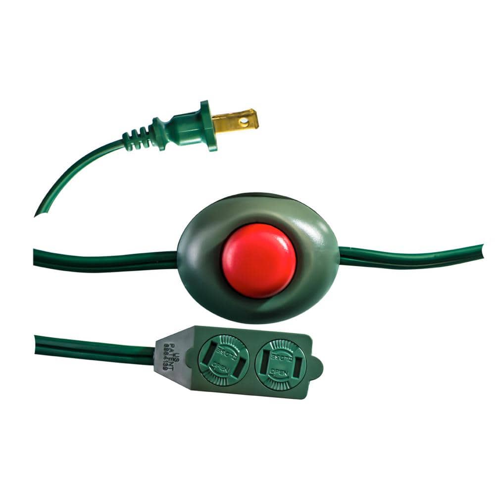 GoGreen Power 9 ft. 18/2 3-Outlet Foot Switch Extension Cord, Green (1)