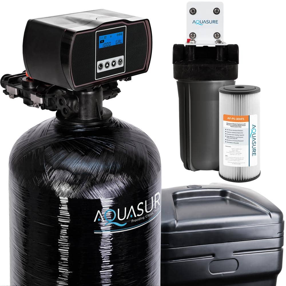 AQUASURE Harmony 64,000 Grain Fine Mesh Water Softener with Pleated Sediment Pre-Filter