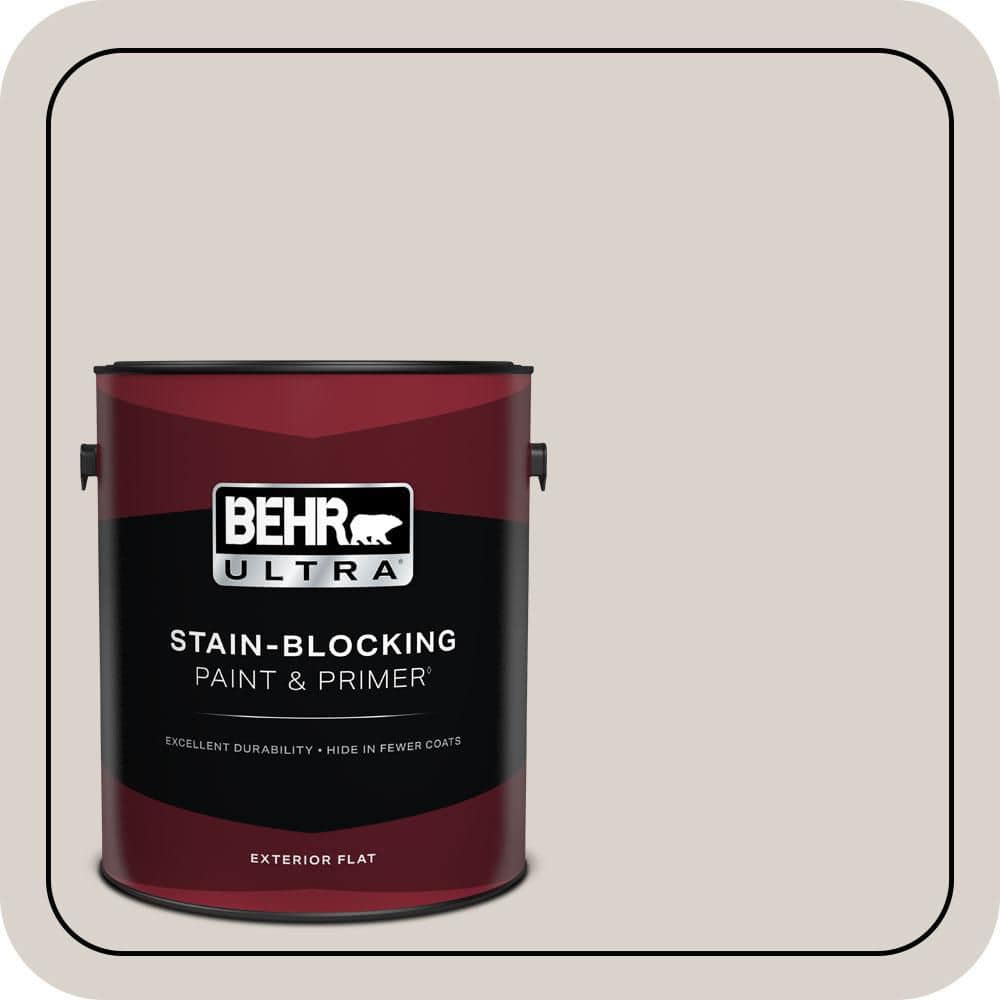 BEHR ULTRA 1 gal. #N200-1 Moth Gray Flat Exterior Paint & Primer