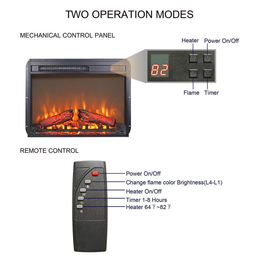 Clihome 23 in. Electric Fireplace Insert with Log Set and Realistic Flame (3)