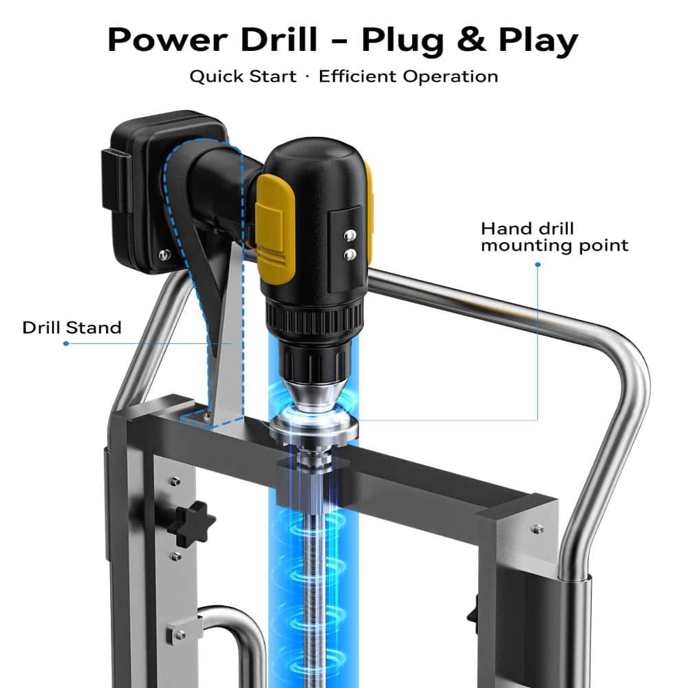 LINIOTECH Heavy-Duty Adjustable Dolly Lift Hand Truck, 440lbs Capacity, Use Hand Drill to Raise/Lower No Power Needed (3)