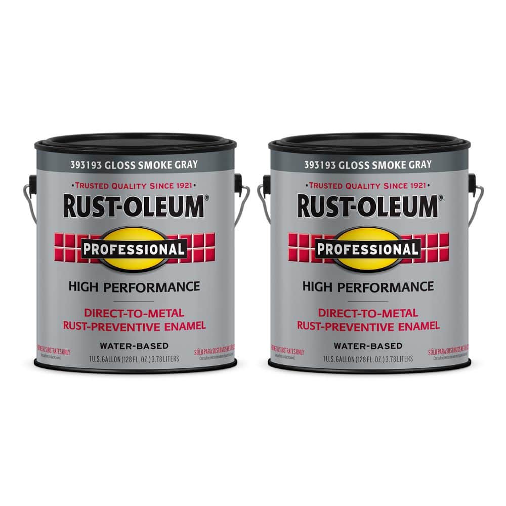 Rust-Oleum Professional 1 gal. High Performance Protective Enamel Gloss Smoke Gray Water-Based Interior/Exterior Paint (Case of 2)