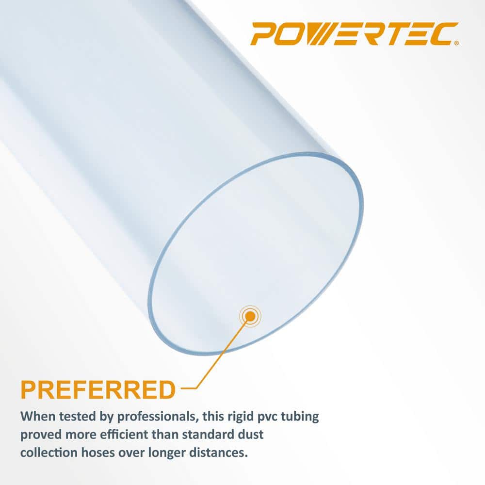 ‎POWERTEC 6 in. to 4 in. Hose Reducer with Dust Control Flex Cuff and 6 in. x 36 in. Clear PVC Pipe for Dust Collection Systems (3)