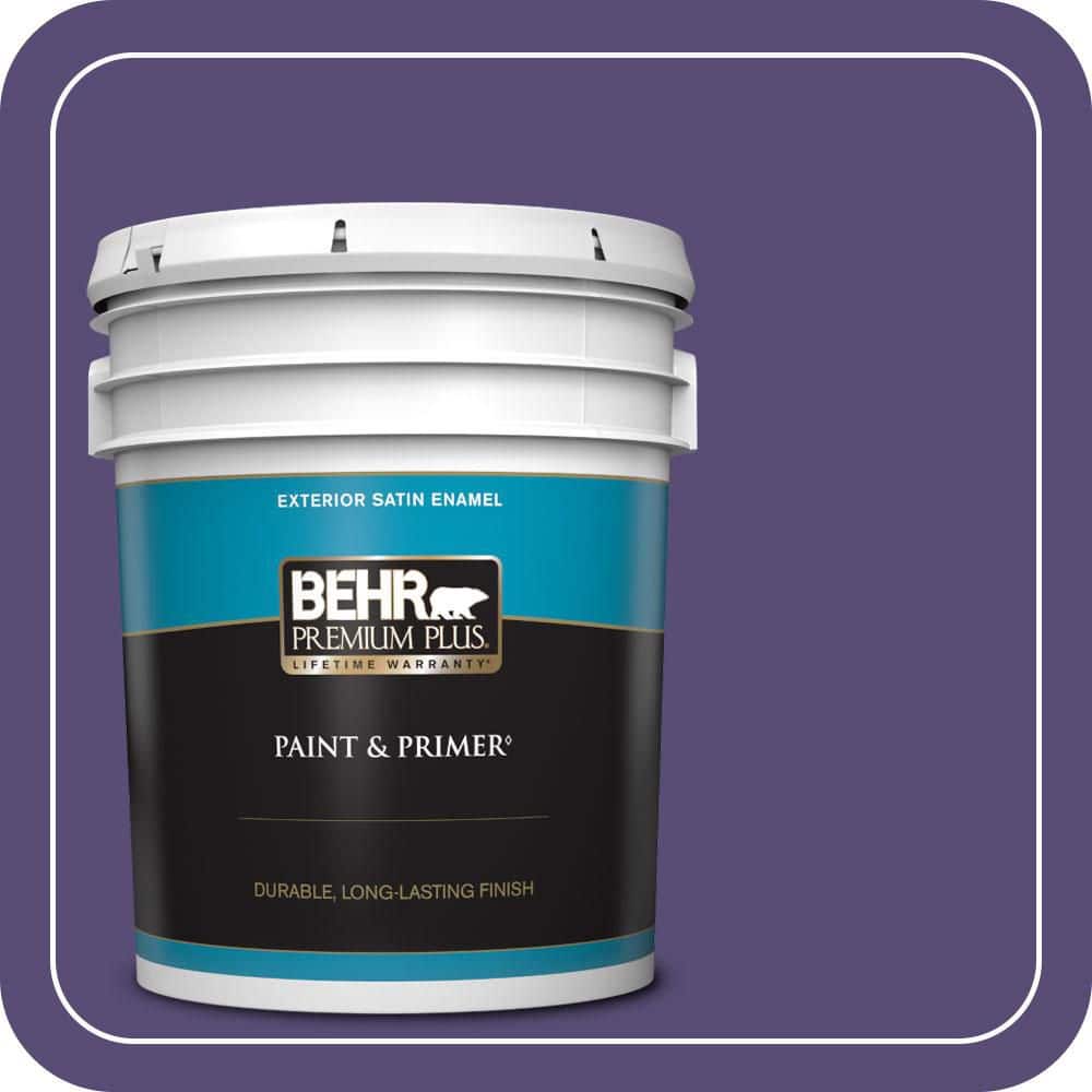 BEHR PREMIUM PLUS 5 gal. #MQ5-42 Perpetual Purple Satin Enamel Exterior Paint & Primer