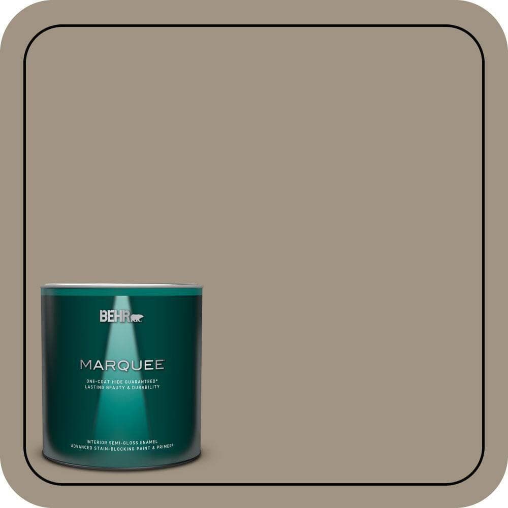 BEHR MARQUEE 1 qt. #PPU7-23 Rolling Pebble One-Coat Hide Semi-Gloss Enamel Interior Paint & Primer