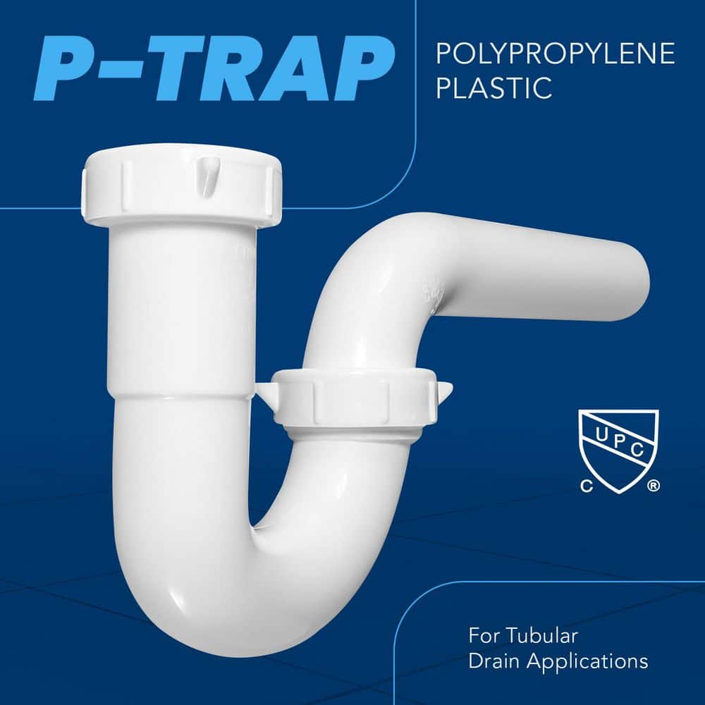 PLUMBFLEX 1-1/4 in. Polypropylene P-Trap for Tubular Drain Applications (2)