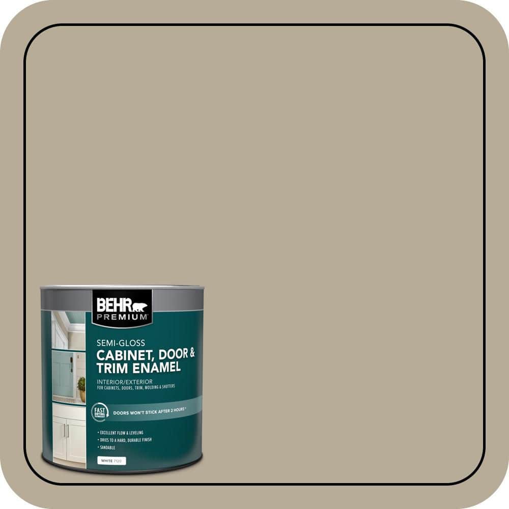 BEHR PREMIUM 1 qt. #N310-4 Desert Khaki Semi-Gloss Enamel Interior/Exterior Cabinet, Door & Trim Paint