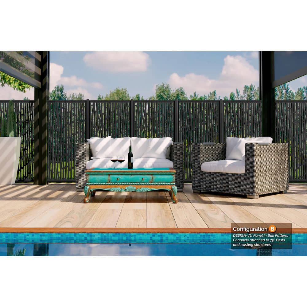 OUTDECO 72 in. x 36 in. Black Galvanized Steel Privacy Panel Frame Kit Fits Design-Vu and Modinex Panels (3)