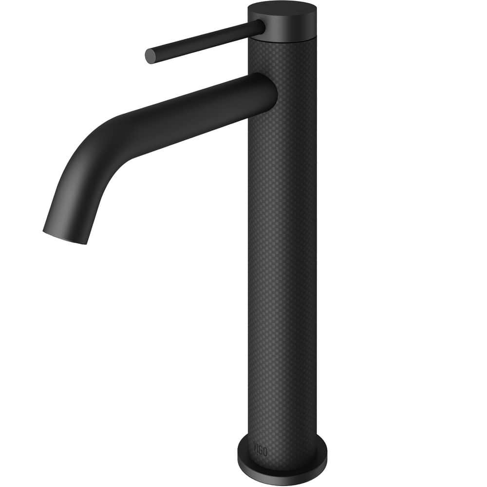 VIGO Lexington Single Handle Single-Hole Bathroom Vessel Faucet in Carbon Fiber and Matte Black (1)
