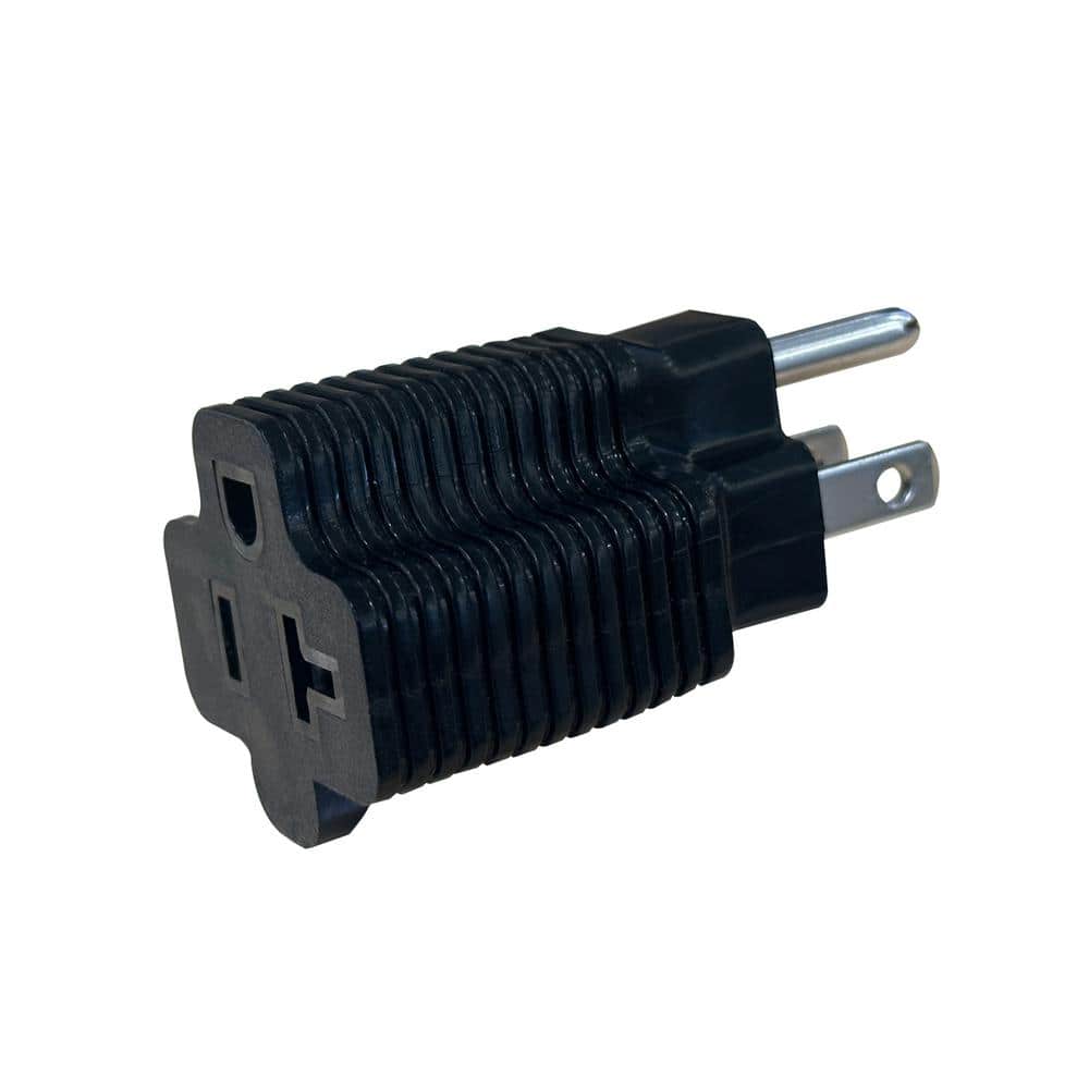 Unbranded Plug Adapter 15 Amp to 20 Amp Grounded 1 T-blade Female Outlet Splitter Plug Adapter (NEMA 5-15P to 5-15/20R) Black