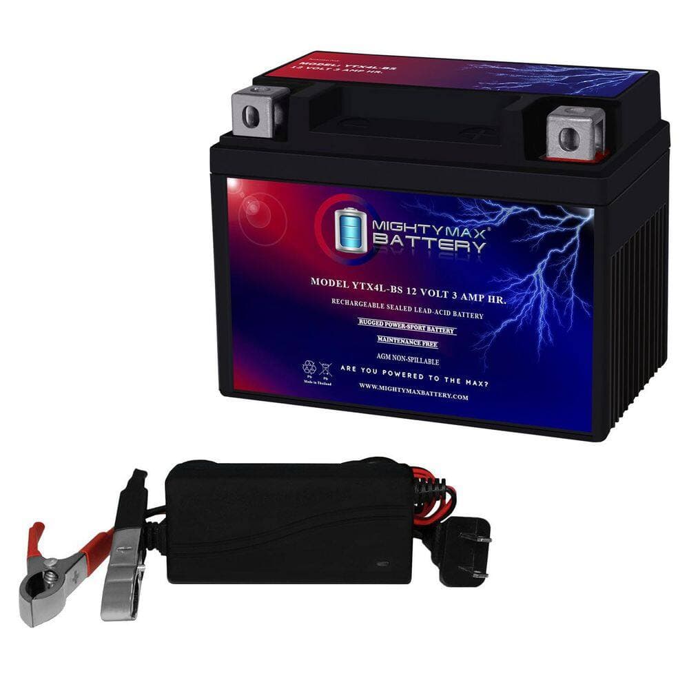MIGHTY MAX BATTERY 12-Volt 3 AH Motorcycle Powersport Battery Includes 12-Volt 1 Amp Charger (1)