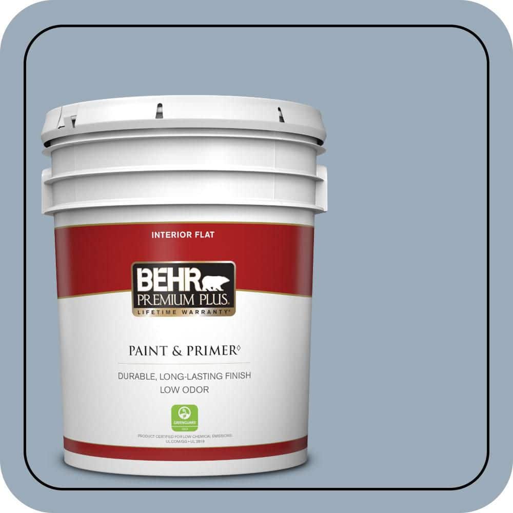 BEHR PREMIUM PLUS 5 gal. #570F-4 Blue Willow Flat Low Odor Interior Paint & Primer