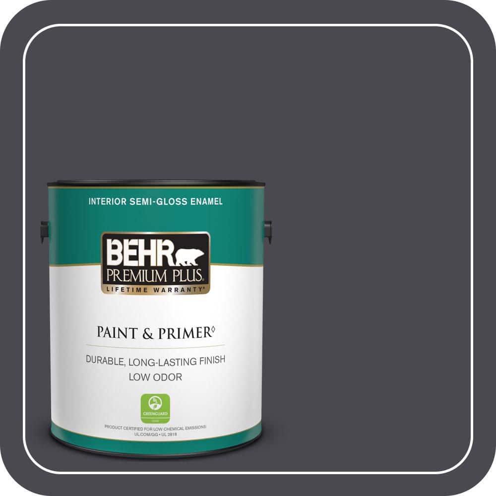 BEHR PREMIUM PLUS 1 gal. #N560-7 Limo-Scene Semi-Gloss Enamel Low Odor Interior Paint & Primer