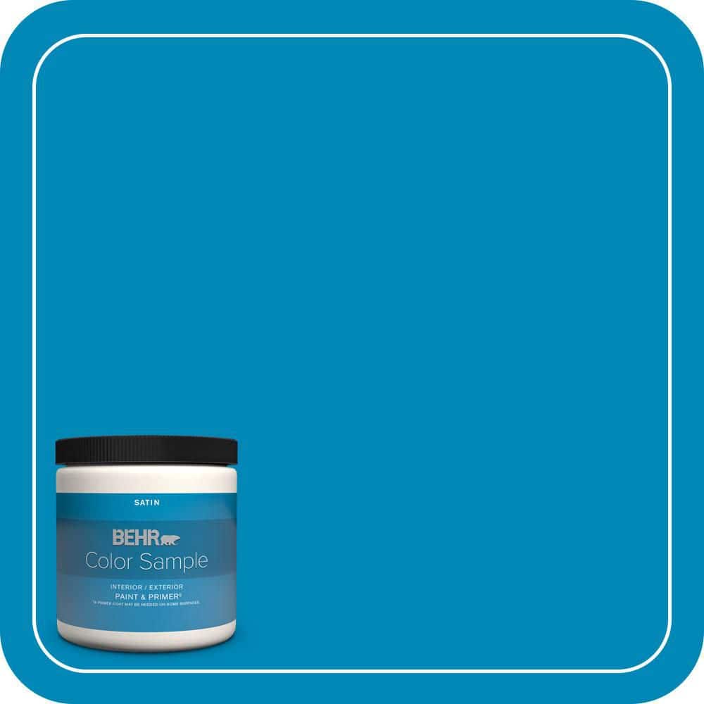 BEHR PREMIUM PLUS 8 oz. #540B-7 Royal Peacock Satin Enamel Interior/Exterior Paint & Primer Color Sample