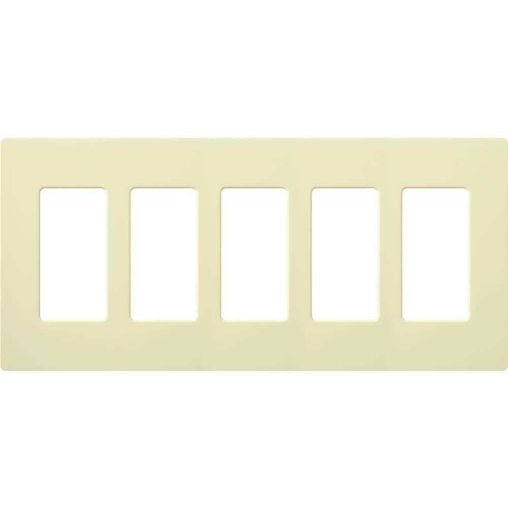 Lutron Claro 5 Gang Wall Plate for Decorator/Rocker Switches, Gloss, Almond (CW-5-AL) (1-Pack)